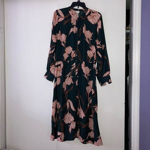 A New Day emerald dress with pink floral pattern